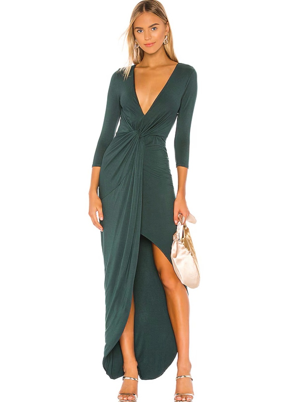 NWT Mi Ami by Francesca's Green Twist Front High-Low Maxi Dress Large